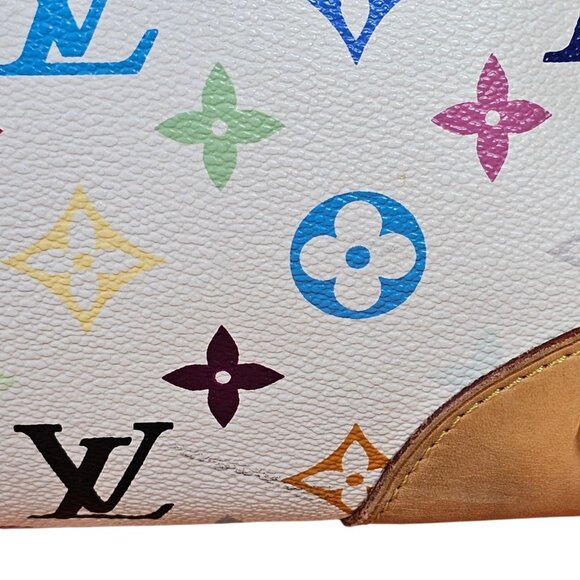 LOUIS VUITTON Takashi Murakami White Multicolor Claudia Speedy Satchel Shoulder - Picture 4 of 16